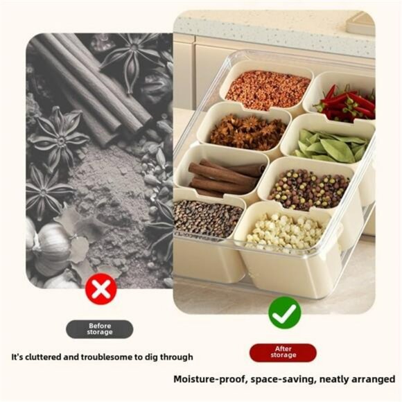 Kitchen storage container with 8 partition boxes airtight seasoning snack fruit - Picture 6 of 8